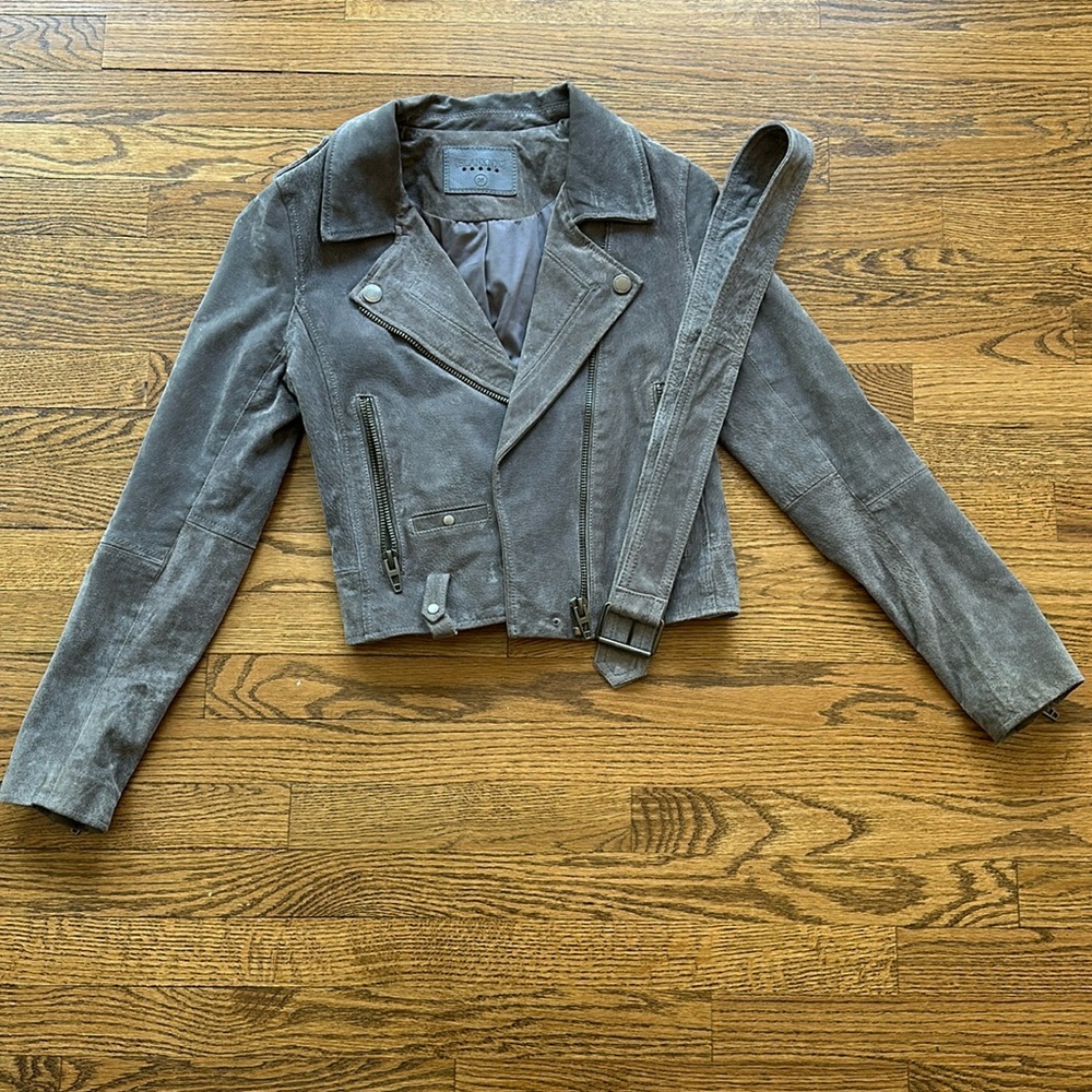 Blank NYC grey suede moto jacket